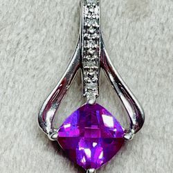 Pink Stone Sterling Silver Charm Pendant