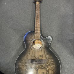 Mitchell MX430QAB Exotic Series Acoustic-Electric Guitar - Midnight Black Edge Burst