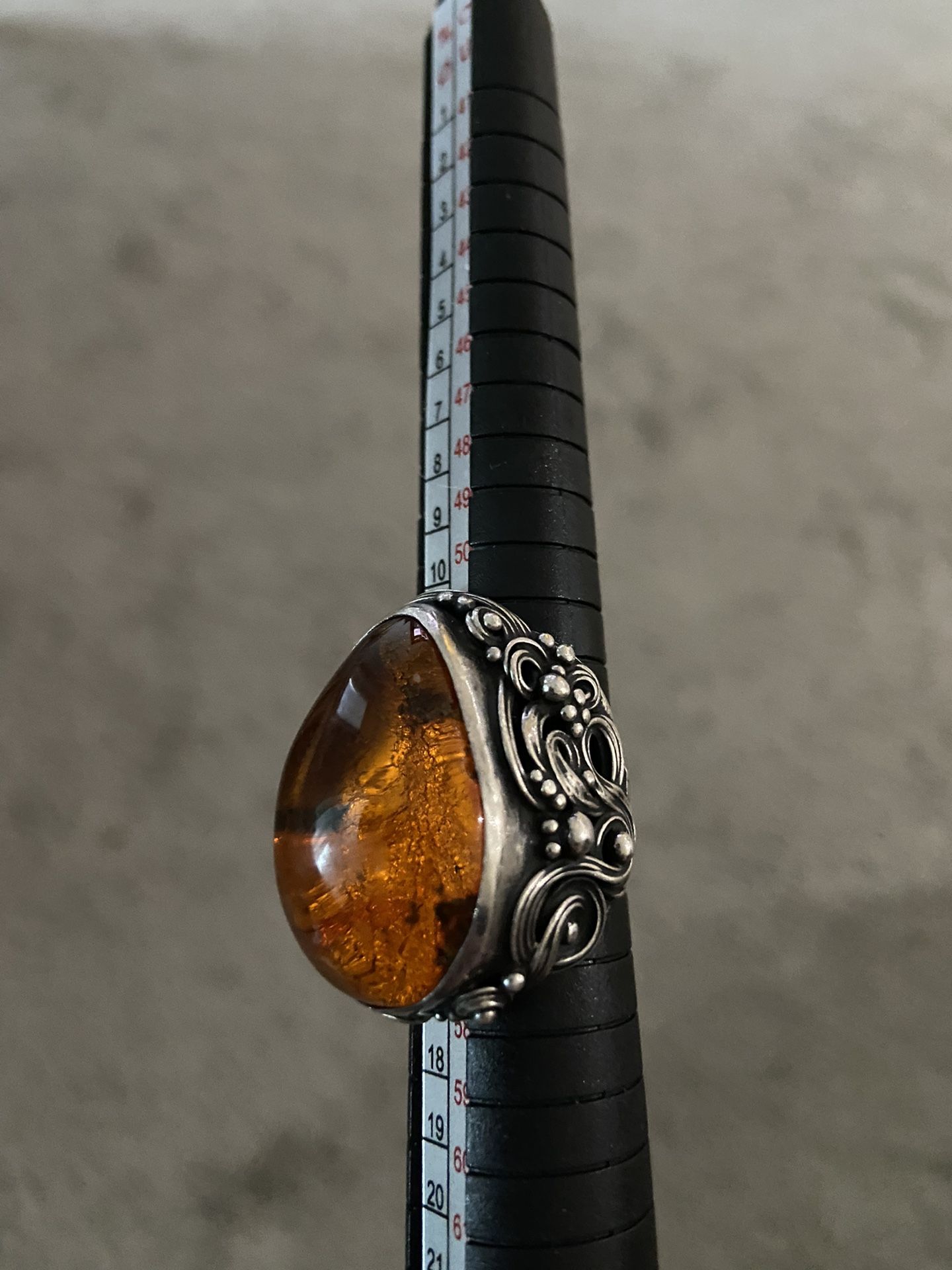 Amber Ring .925 Silver Plated