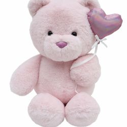 Adorable! 💕🤍🧸BLUSH PINK TEDDY BEAR🧸🤍💕15in Plush with Heart Balloon