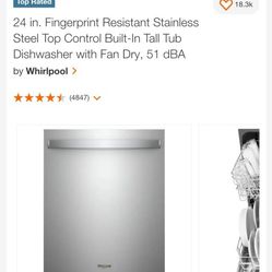 Brand New Whirlpool Dishwasher 