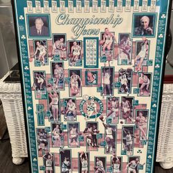 Celtics Championship Years Poster Framed Ex Cond