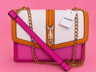 ALDO Colorblock Chain Crossbody Bag – Pink / White / Tan