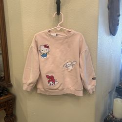 ZARA Girls Kids Hello Kitty & Friends Embroidered Light Pink Sweatshirt Size 6Y