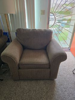 Upholstered Accent Armchair with Ottoman