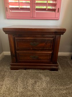 Pair of Solid Wood 2-Drawer Nightstands / Bedside Tables