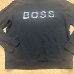 BOSS logo print long sleeve pullover sweatshirt black men’s size XXL