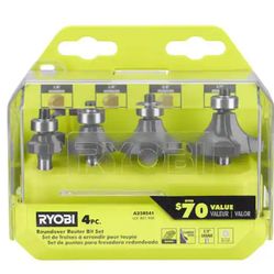 Roundover Router Bit Set (4-Piece) For 1/4 In. Collet 