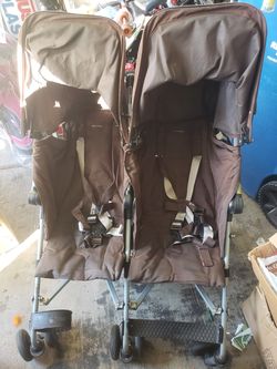 Maclaren double stroller lightweight- side by side- brown