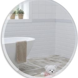 Neue Design Mood Circle Bathroom Mirror Wall Mounted (24 × 24 Inch), Round Frameless 
