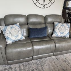 Gray Leather Reclining Couch