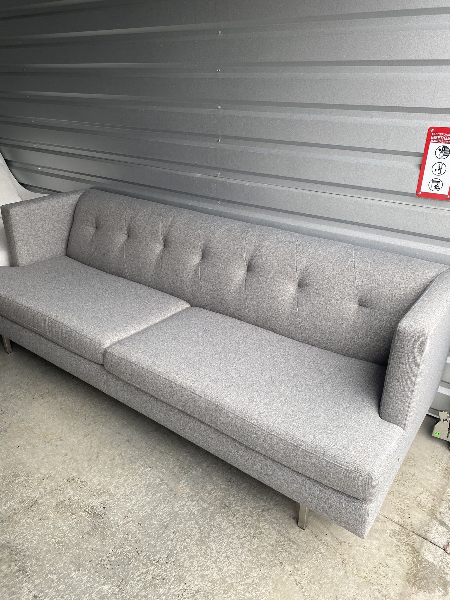 CB2 Grey Tufted Couch 