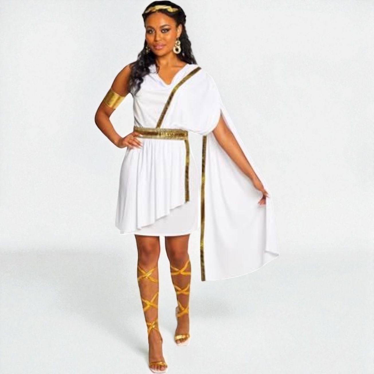 Women’s White Toga Costume Greek Goddess Roman Empress Robe Halloween X-Large