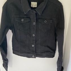 Wax Jean Womens Size M Black Denim Button Down Jacket.