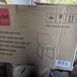 Set Of 2 Brown And Gold Chairs