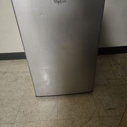 Small Whirlpool Fridge Silver and Black