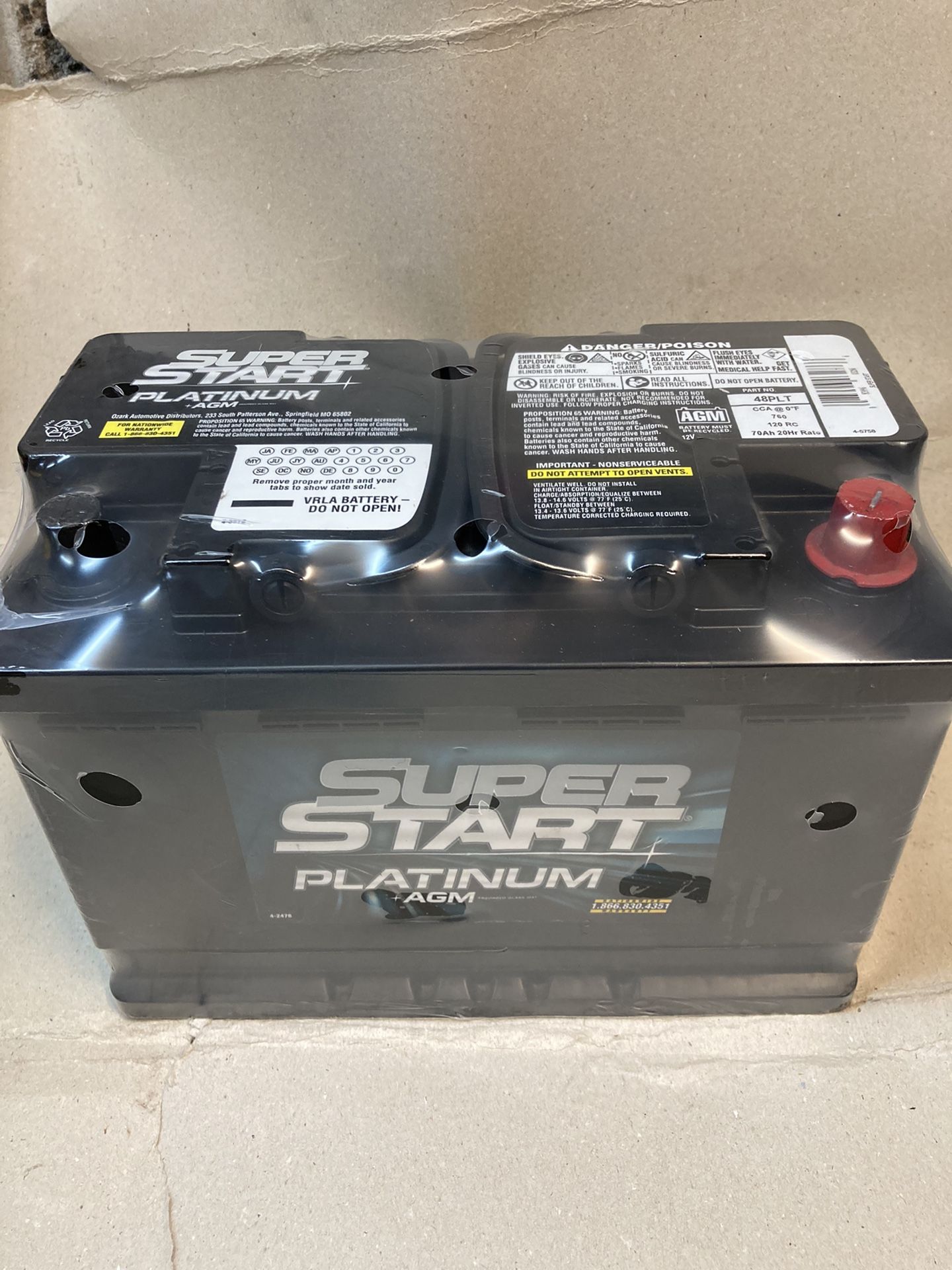 Car battery super start platinum gel AGM size 48/H6 high-performance for sale