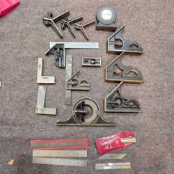 VINTAGE Machinist Tool Lot STARRETT/UNION Tools Compass,Squares,Rulers