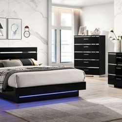 Brand New Black 4pc Queen Bedroom Set (Available In California & Eastern King)