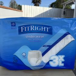 FitRight Incontinence Underwear for Men and Women, Adult Diapers, Ultra Absorbent, 3XL, 20 Count