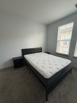 Queen bed frame and mattress