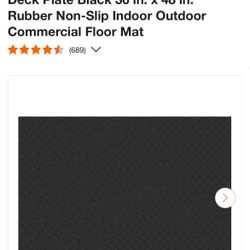 Deck Flate Dlack Jo In. x 40 1n. Rubber Non-Slip Indoor Outdoor Commercial Floor Mat