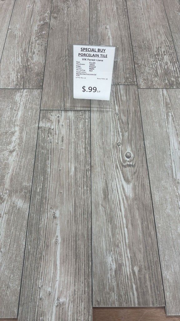 Porcelain wood look tile $0.99 per sq ft