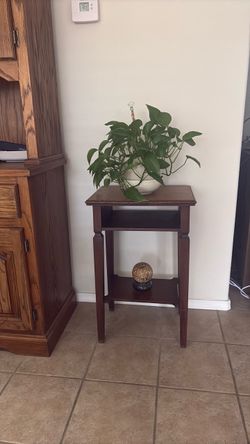 Dark Wood Accent Side Table with Shelf