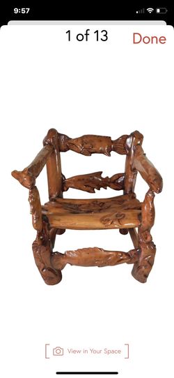 Vintage Oversized Carved Driftwood Chair Nautical Art Sculpture 