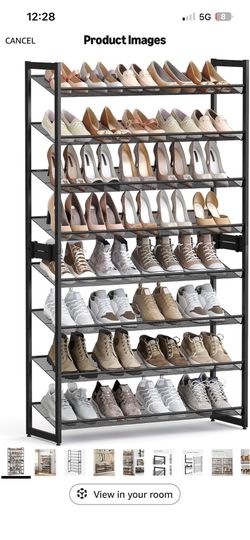Shoe Rack, 8-Tier Shoe Organizer, Metal Rack for Garage, Set of 2, 4-Tier Stackable Shelf, with Adjustable Flat or Angled Shelves, 32-40 Pairs, Ink