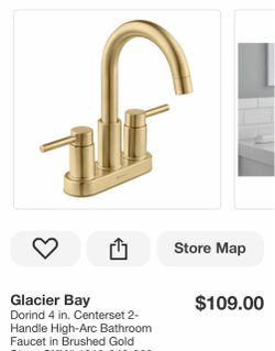 Dorind 4 in. Centerset 2- Handle High-Arc Bathroom Faucet in Brushed Gold