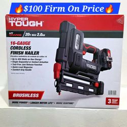 🔥Hyper Tough 20V Max Brushless Cordless 16-Gauge Finish Nailer Kit, 2-1/2 in., (1) 2.0Ah Lithium