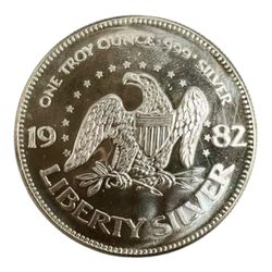 1982 A-Mark Liberty 1 oz Silver Round - Vintage Collectible!