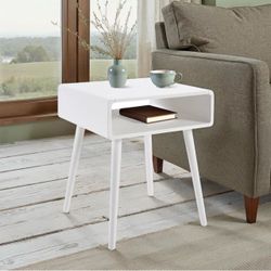 End Table with Shelf in White color