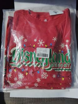 Disneyland Resort Christmas Lights Holiday T Shirt Red Medium - New!