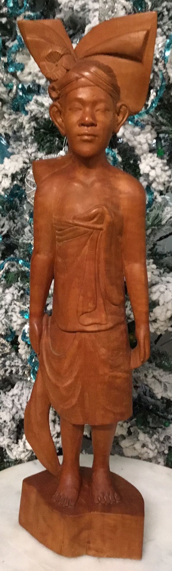 Vintage Handcrafted Collectible Wood Carved Rosewood Bali Man Statue.