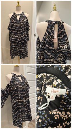 New Candie’s floral cold shoulder dress, size XL