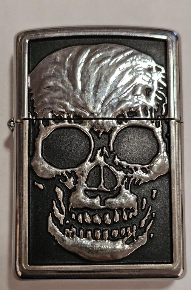 Rare Zippo Lighter, Zip-20777 x-ray Skeleton, High Polish Chrome, Made In The USA, Use As Your Halloween Lighter. Windproof Flame, 