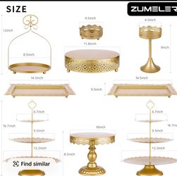 Zumeler Gold Cake Stand and Dessert Display Set