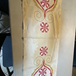 Vintage Cross Stitch Runner Handmade 13x40
