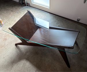 Solid wood and glass coffee table