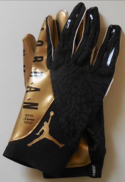 Brand New Nike Jordan Knit Football Gloves Black Gold Adult Sizes Medium, Large (They Run Tight, Fits Like a Glove)