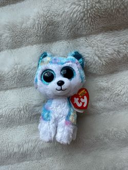 Ty Beanie Boos Helena the Husky Plush toy with a tie-dye fur ⋆. 𐙚 ˚