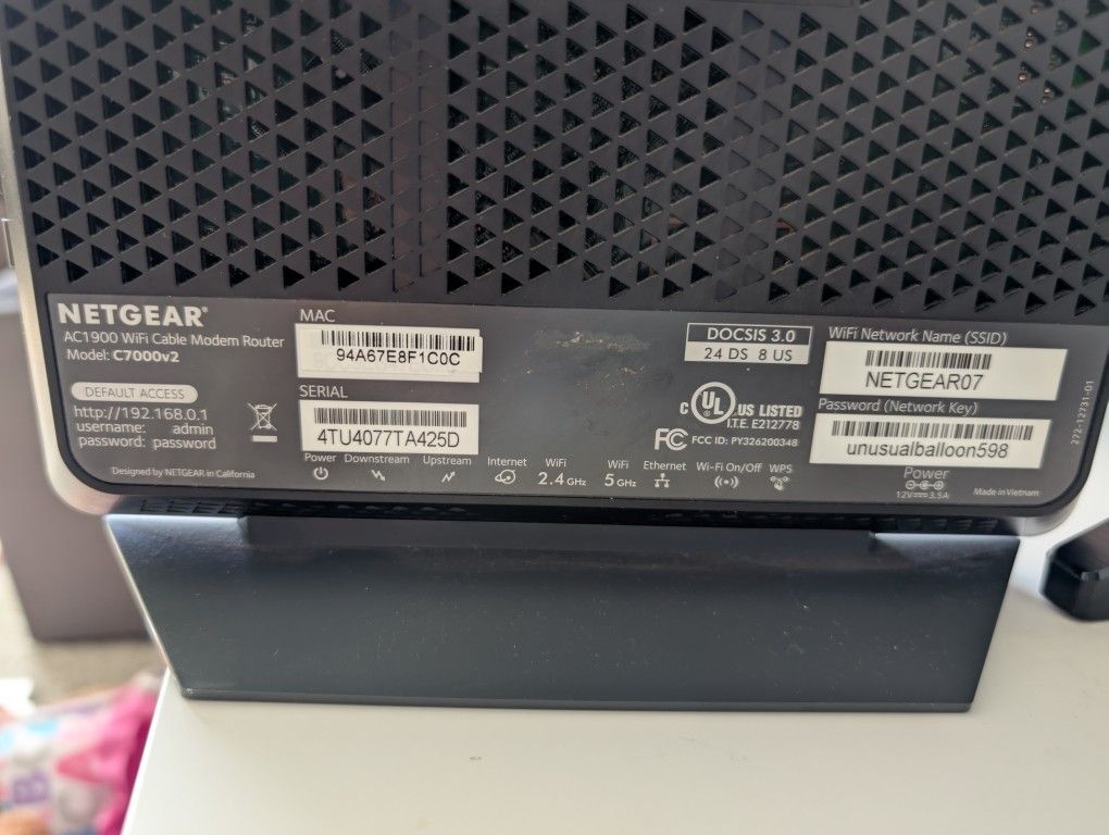 Netgear Nighthawk C7000 Cable Modem Wifi