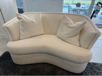 Two Boucle Fabric Loveseats