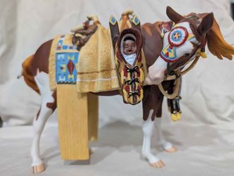 Breyer Si-Ce-Ca Shon’ge “Family Horse” – Indian Pony with Papoose Fine Porcelain