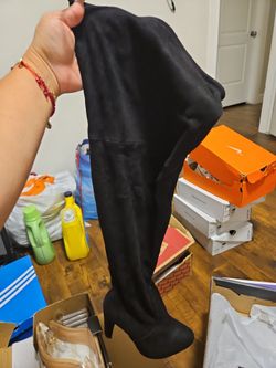 Black Vsuede Over-the-Knee Boots Size 7W