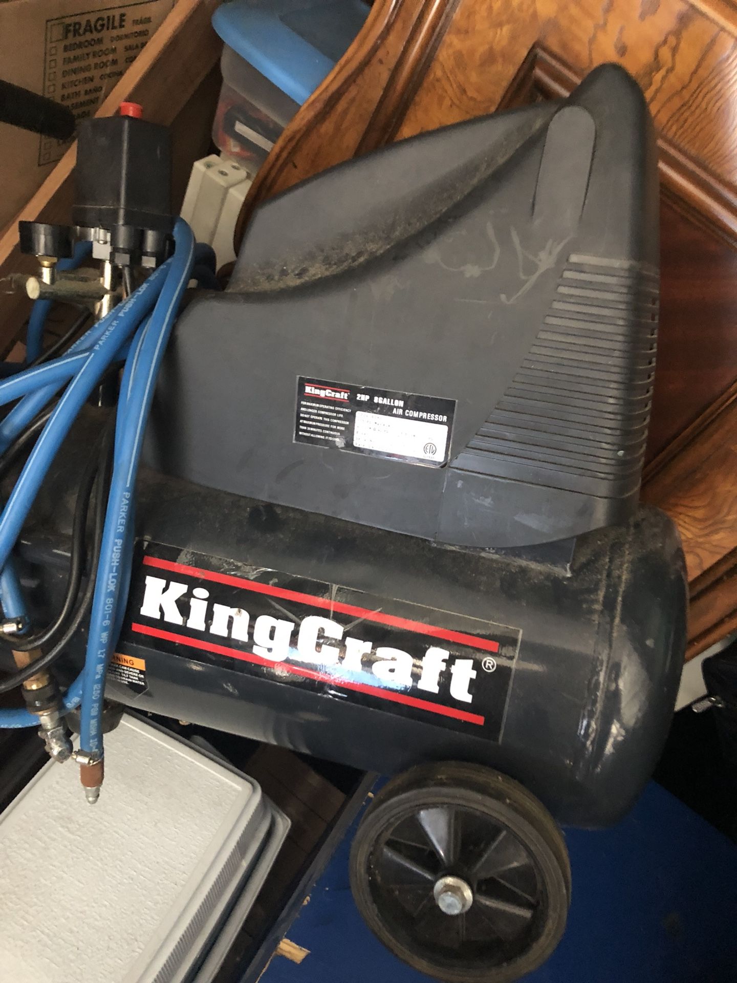 King Craft air compressor 2HP 8 gallon