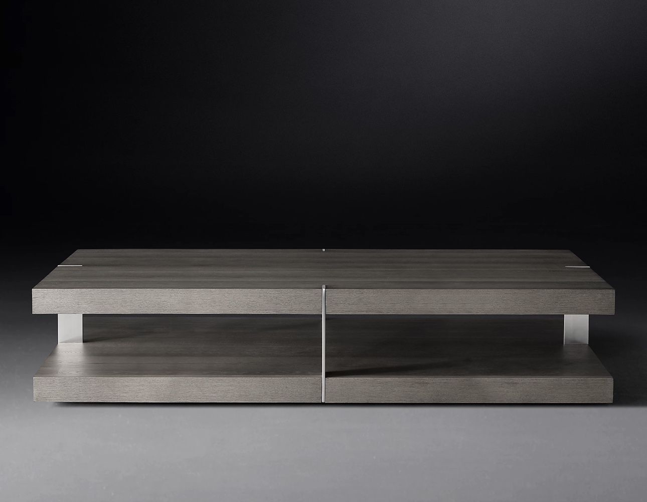 RH VERRAZANO 50” SQUARE COFFEE TABLE • GREY OAK • BRUSHED PEWTER for ...