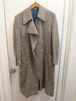 Saks Fifth Avenue 100% Wool Herringbone Double-Breasted Overcoat